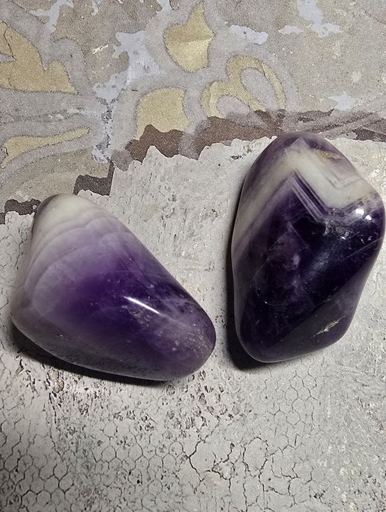 Other - Polished Purple Chevron Amethyst Decorative Tumbled Stones, 2